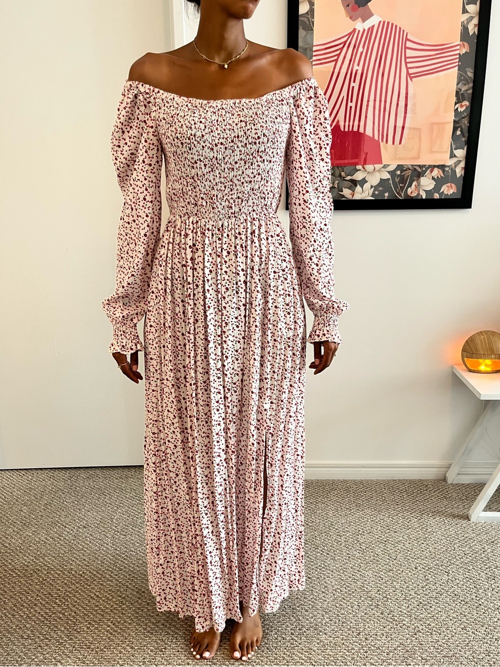 Off-Shoulder Floral Maxi Dress M